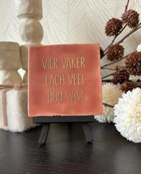 Vier vaker lach veel hou vast, zalm roze, goud