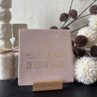 Thuis, het plekje waar de liefde woont, zalm roze, goud
