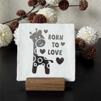 Born to love giraf, wit, zilver