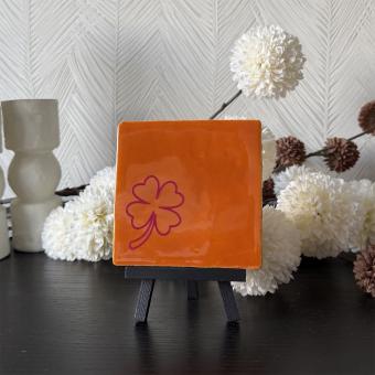 Klavertje vier, oranje, roze