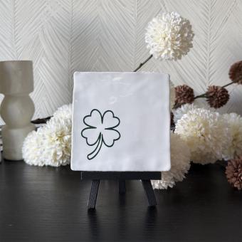 Klavertje vier, wit, groen
