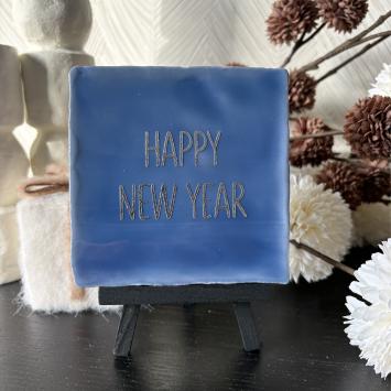 Happy New Year blauw, zilver