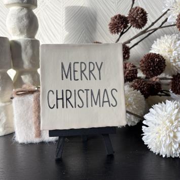 Merry Christmas mat wit, zilver