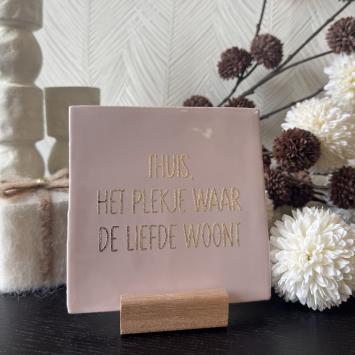 Thuis, het plekje waar de liefde woont, zalm roze, goud