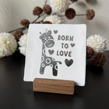 Born to love giraf, wit, zilver