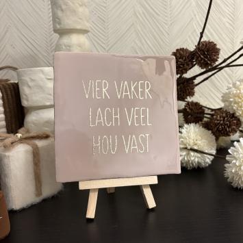 Vier vaker lach veel hou vast, licht roze, goud